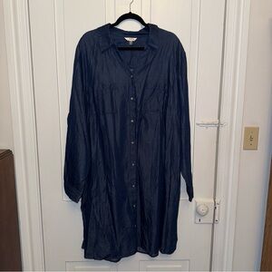 ✨terra & sky blue long sleeve shirt dress✨